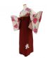 卒業式袴レンタルNo.748[Lサイズ][CouCouMemoire]グレー・赤紫白ピンクの菊